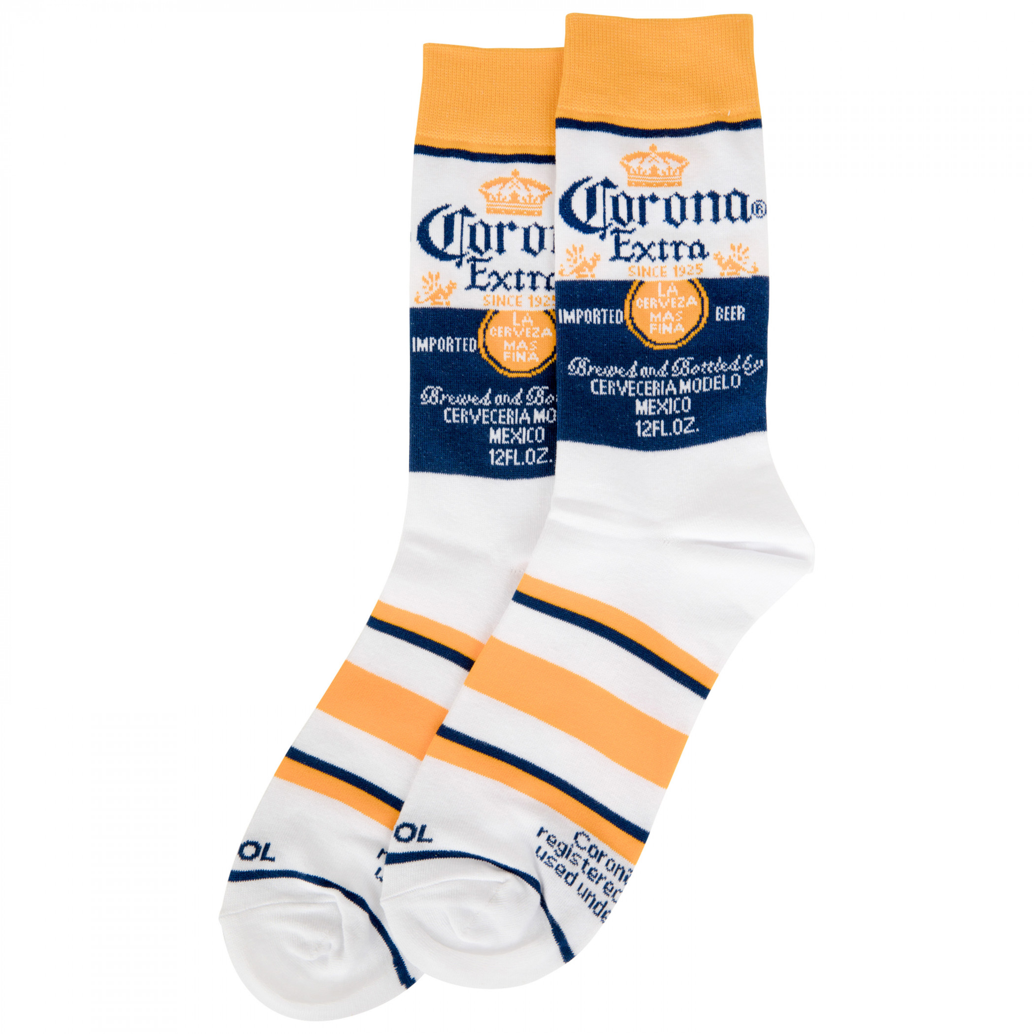 Corona Extra Bottle Label Crew Socks